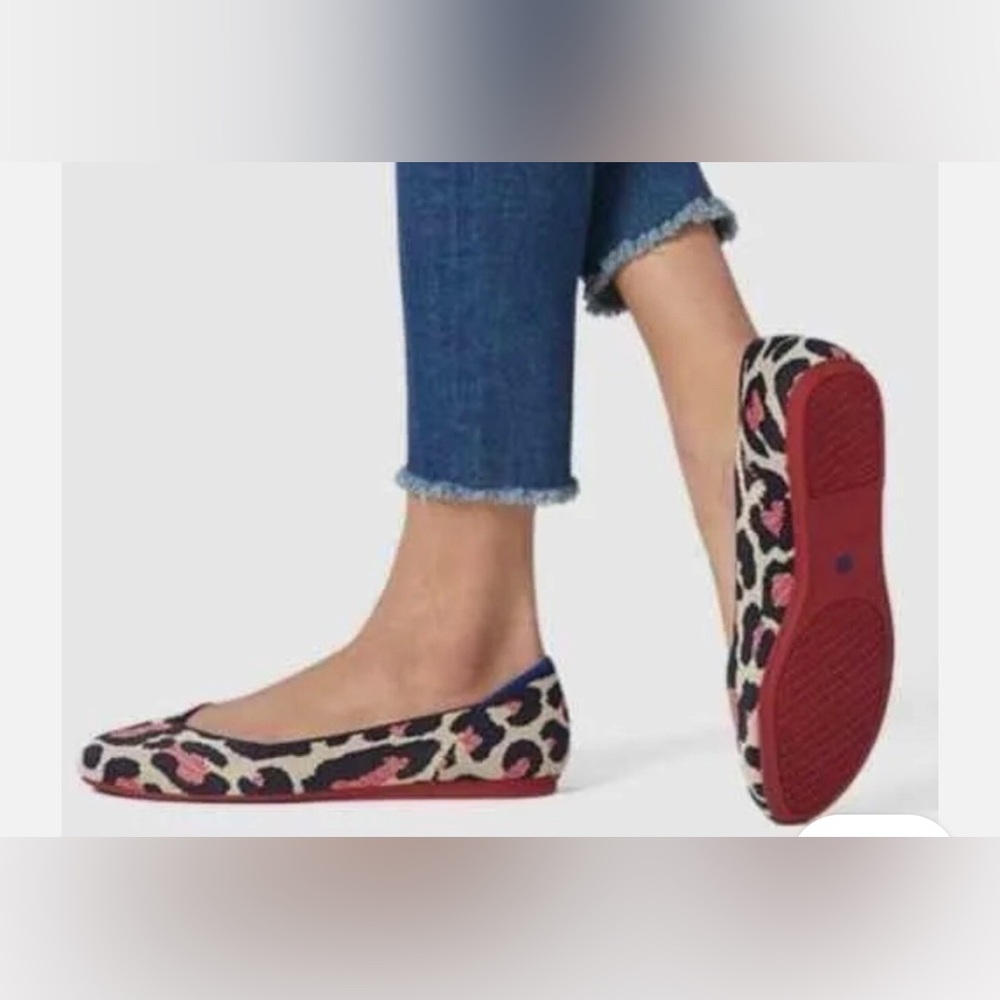 Rothy’s The Flat in Red Cat Animal Print with Red Soles (retired)